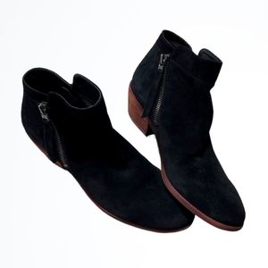 Sam Edelman Black Leather Ankle Booties w Zippers and Block Heels Size 7.5
